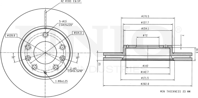 Диск тормозной (Unio). Артикул BRD-20218