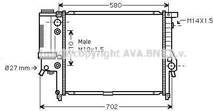 Радиатор охлаждения двигателя AVA. Артикул BW2122