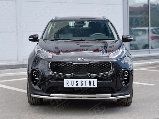 Защита RusStal переднего бампера d42 секция-d42 дуга для Kia Sportage IV 2016-2018. Артикул KSZ-002279