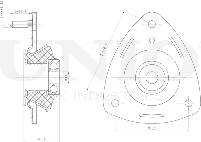 Опора амортизационной стойки (Unio). Артикул RMP-13107