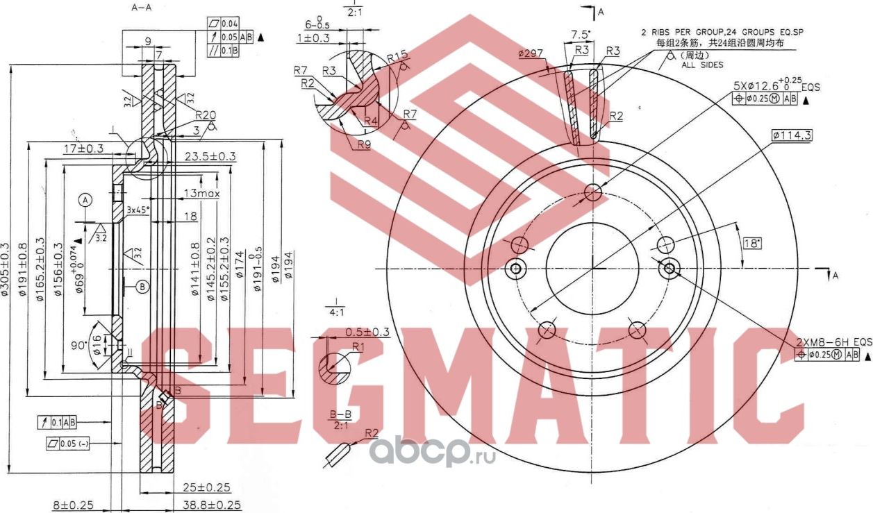 SBD30093146 Диск тормозной перед HYUNDAI TUCSON (TLE) 2015-2016 KIA SPORTAGE (QL (Segmatic). Артикул SBD30093146