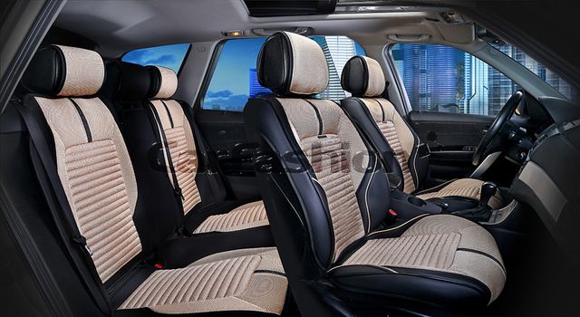 Накидки универсальные CarFashion Sector Plus для авто, цвет Черный/Бежевый/Черный. Артикул 22271