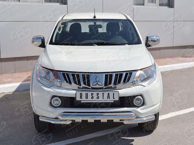 Защита RusStal переднего d63дуга-d63 уголки+клыки для Mitsubishi L200 V 2015-2019. Артикул ML2Z-002247