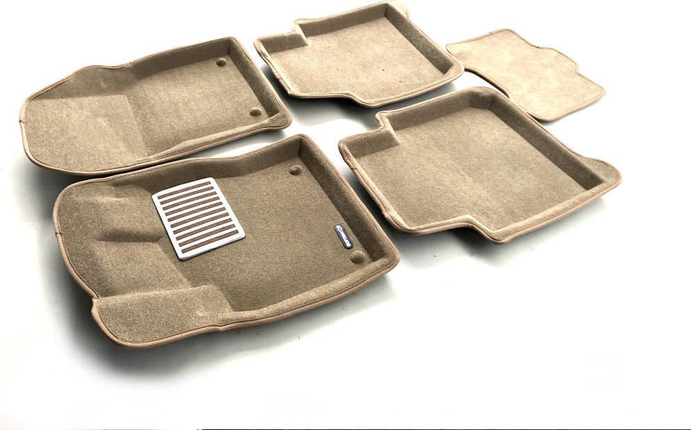 Коврики текстильные Euromat 3D Lux для салона Skoda Kodiaq I 2017-2026 БЕЖЕВЫЕ. Артикул EM3D-004512T