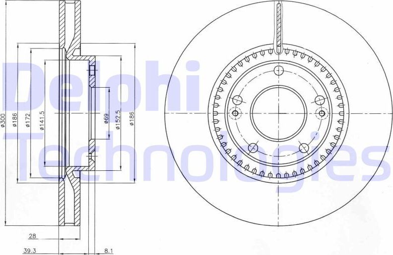 Тормозной диск Delphi. Артикул BG4251C