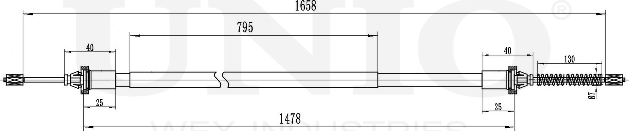 Трос ручного тормоза (Unio). Артикул CAB-60017