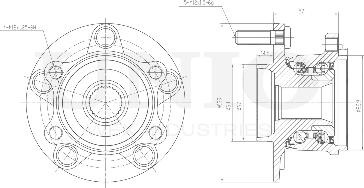 Ступица колеса с интегрированным подшипником (Unio). Артикул HUB-20299