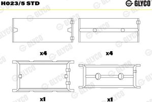 Вкладыши коренные Glyco для BMW 5 V (E60/E61) 2005-2010. Артикул H023/5 STD