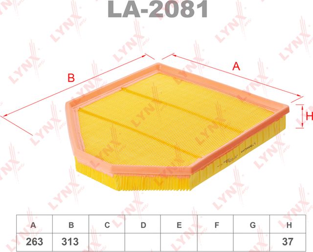 Воздушный фильтр LYNXauto для BMW X4 II (G02) 2018-2026. Артикул LA-2081