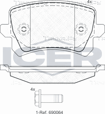 Тормозные колодки Icer задние для Volkswagen Passat B7 2010-2015. Артикул 181857