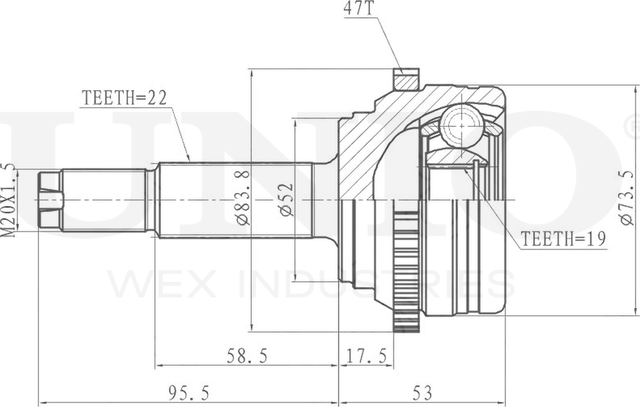 ШРУС наружный (Unio). Артикул CVJ-20109
