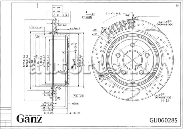 Диск тормозной задний перфорированный PRO-Line с покрытием (компл.2 шт) INFINITI (Ganz). Артикул GIJ06028S