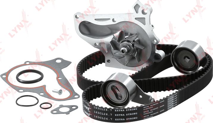 Помпа (водяной насос) с комплектом ремня ГРМ LYNXauto. Артикул PW-1115