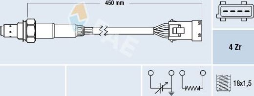 Лямбда-зонд (кислородный датчик) FAE для Peugeot 106 I 1995-2003. Артикул 77165