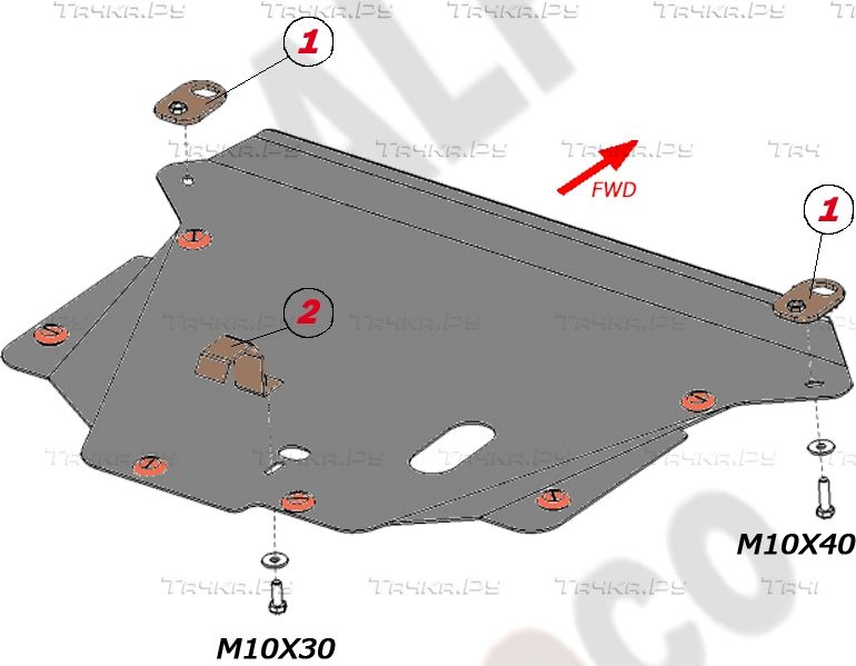 Защита алюминиевая Alfeco для картера и КПП Honda FR-V 2004-2009. Артикул ALF.09.22 AL4