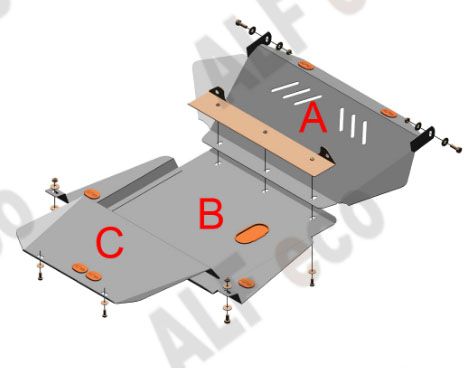 Защита Alfeco для картера и КПП Nissan Mistral 1994-1999. Артикул ALF.15.55