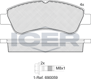 Тормозные колодки Icer передние для Citroen C3 II 2009-2016. Артикул 181388-701