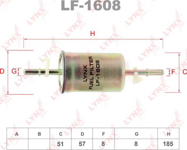 Топливный фильтр LYNXauto для Ford Focus I 1998-2004. Артикул LF-1608