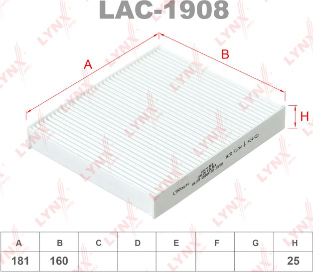 Салонный фильтр LYNXauto. Артикул LAC-1908