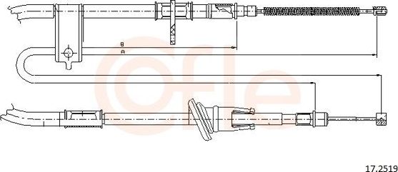 Трос ручника (тросик ручного тормоза) Cofle. Артикул 17.2519