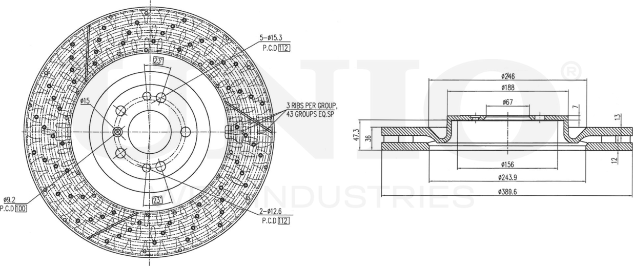 Диск тормозной (Unio). Артикул BRD-20583