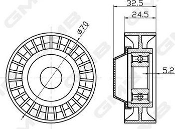 Направляющий (ведущий) ролик ремня ГРМ GMB. Артикул GTC0610