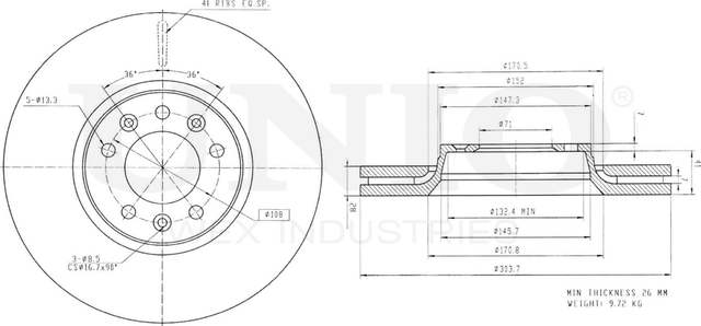 Диск тормозной (Unio). Артикул BRD-20363
