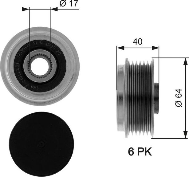 Муфта генератора обгонная Gates DriveAlign® для Opel Combo C 2001-2012. Артикул OAP7037