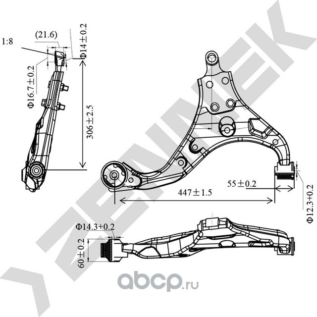 РЫЧАГ ПЕРЕДНИЙ ПРАВЫЙ HYUNDAI TUCSON 04 (Zennek). Артикул DCA0155