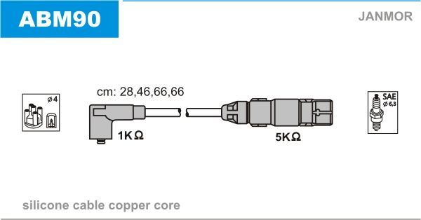 Высоковольтные провода (провода зажигания) (комплект) Janmor. Артикул ABM90
