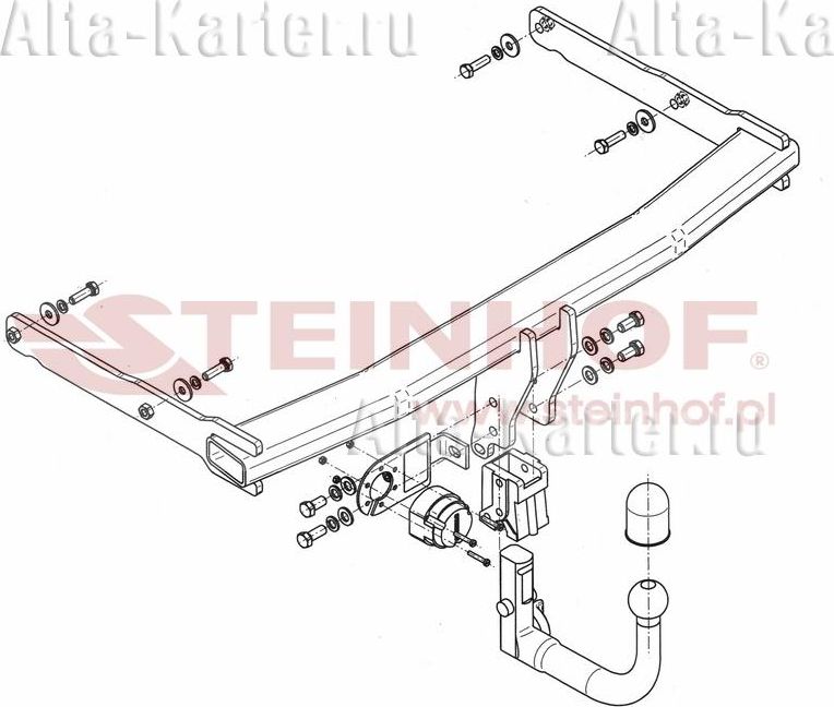 Фаркоп Steinhof для Audi A6 Allroad С7 универсал (Quattro) 2012-2019. Быстросъемный крюк. Артикул A-101
