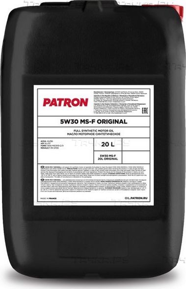 Масло моторное синтетическое (Patron). Артикул 5W30MSF20LORIGINAL