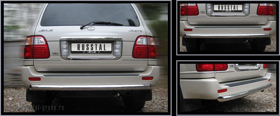 Защита RusStal заднего бампера d70 (3 секции) для Lexus LX 470 1998-2007. Артикул LXZ-000557