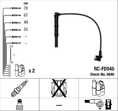 Высоковольтные провода (провода зажигания) (комплект) NGK. Артикул 0640