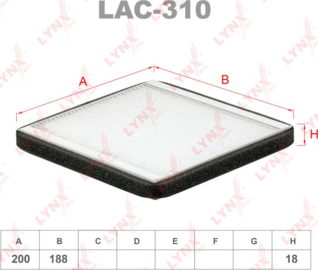 Салонный фильтр LYNXauto. Артикул LAC-310
