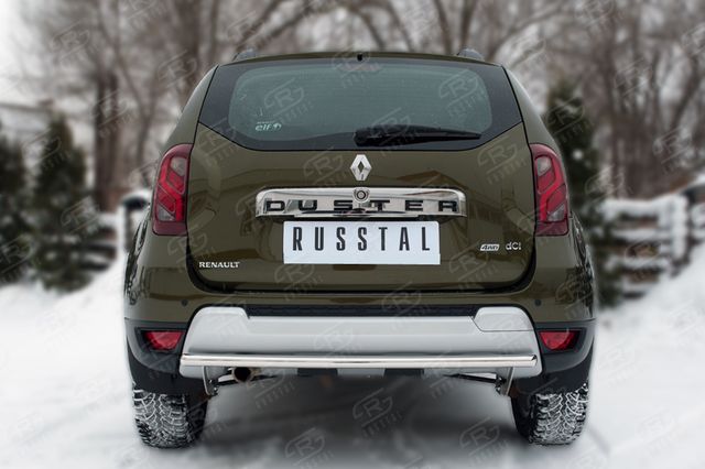 Защита RusStal заднего бампера d42 (дуга) для Renault Duster I рестайлинг 2015-2020. Артикул RDZ-002185