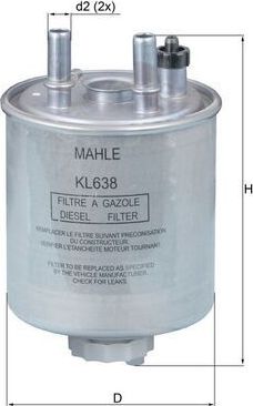 Топливный фильтр Mahle. Артикул KL 638