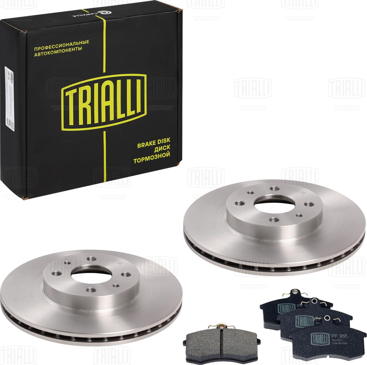 комплект тормозов TRIALLI для а/м 2112 R-14 диск торм.(2шт)+колодки перед. BK 14. Артикул BK142
