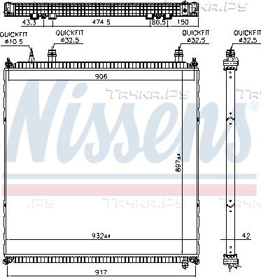 Радиатор низкотемпературный Nissens для MAN TGX 2006-2026. Артикул 606764