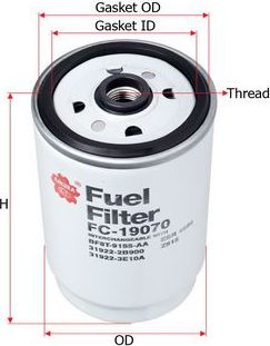 Топливный фильтр Sakura для Hyundai Santa Fe II 2006-2012. Артикул FC-19070