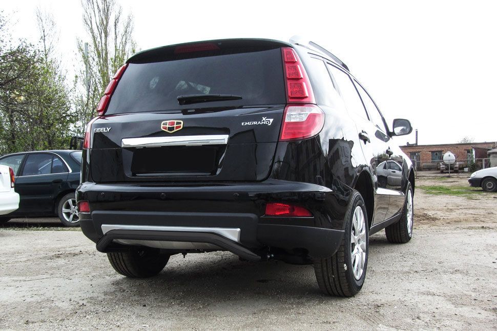 Защита Slitkoff заднего бампера d57 скоба для Geely Emgrand X7 рестайлинг 2016-2026 Черная. Артикул GAFX71616B