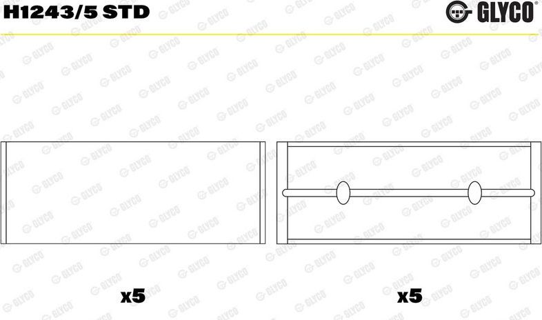 Вкладыши коренные Glyco для Renault Grand Scenic III 2009-2015. Артикул H1243/5 STD