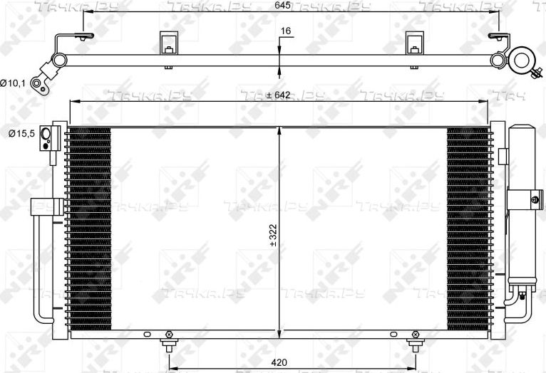 Радиатор кондиционера (конденсатор) NRF (алюминий). Артикул 35875