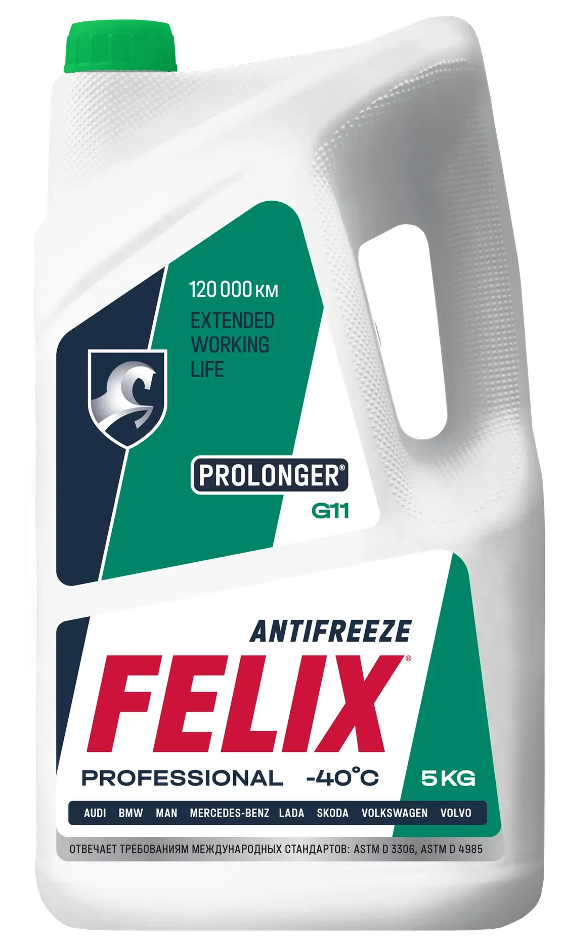 Антифриз FELIX PROLONGER G11 зеленый в п/э кан.5кг Felix. Артикул 430206031