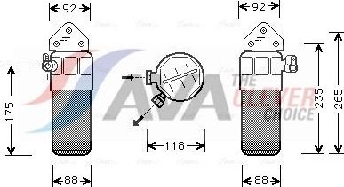 Осушитель кондиционера AVA (алюминий) для Audi A6 II (C5) 2000-2005. Артикул AID260