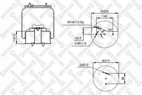 Пневмоподушка (пневморессора) Stellox для Scania 4 1995-2008. Артикул 90-91303-SX