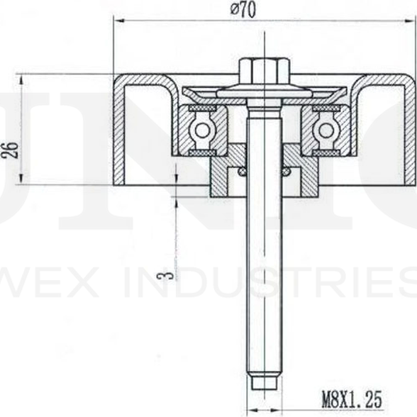 Ролик поликлинового ремня направляющий (Unio). Артикул TNS-10043