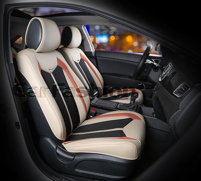 Накидки универсальные CarFashion Urban на переднее сидения авто, цвет Бежевый/Черный/Светло-коричневый. Артикул 21974