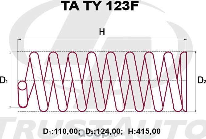 Пружина подвески усиленная () (Trustauto). Артикул TATY123F