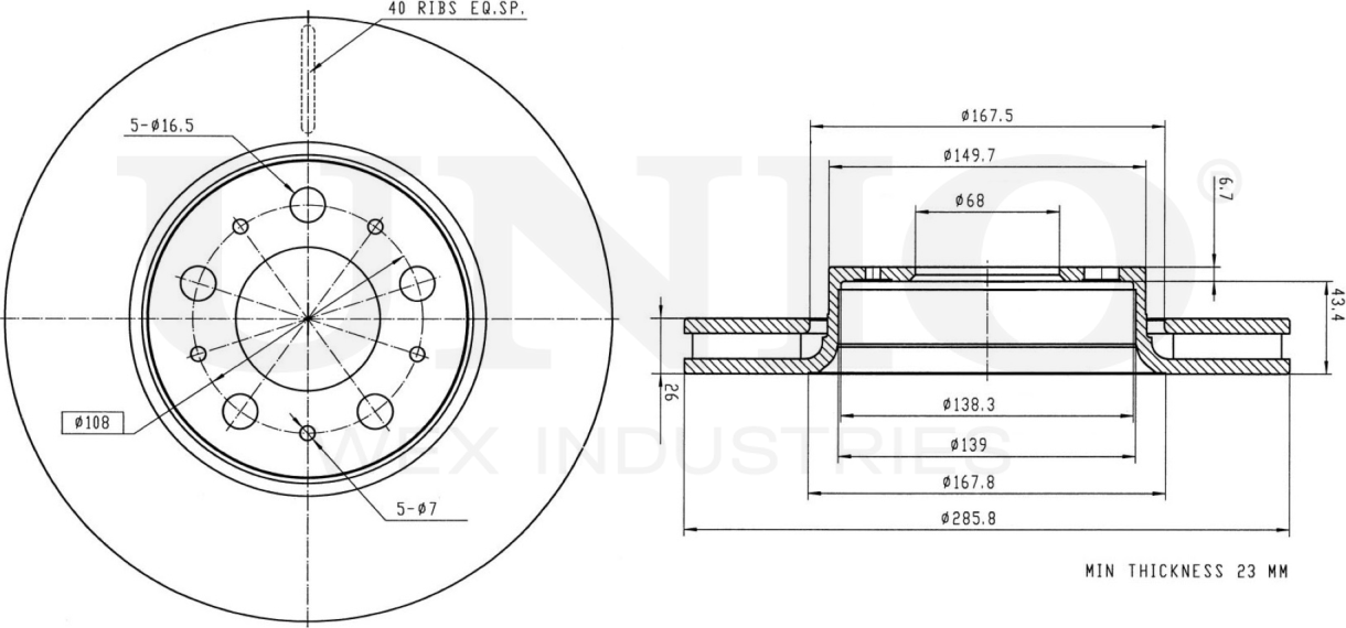 Диск тормозной (Unio). Артикул BRD-20279